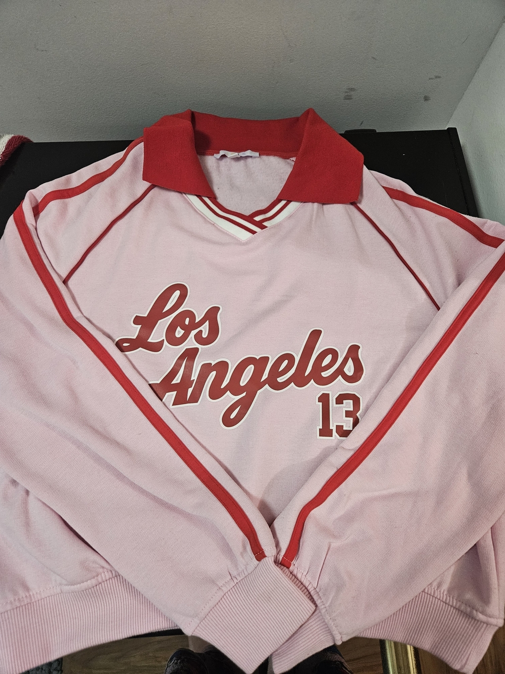iris Pink and Red 'Los Angeles' Varsity Pullover Jacket